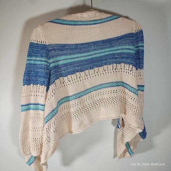 100% rayon kids size small knit ocean blue cardigan kiddo by katie - Picture 2 of 8